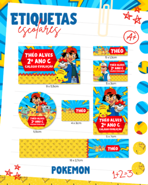 Etiquetas Escolar Pokemon