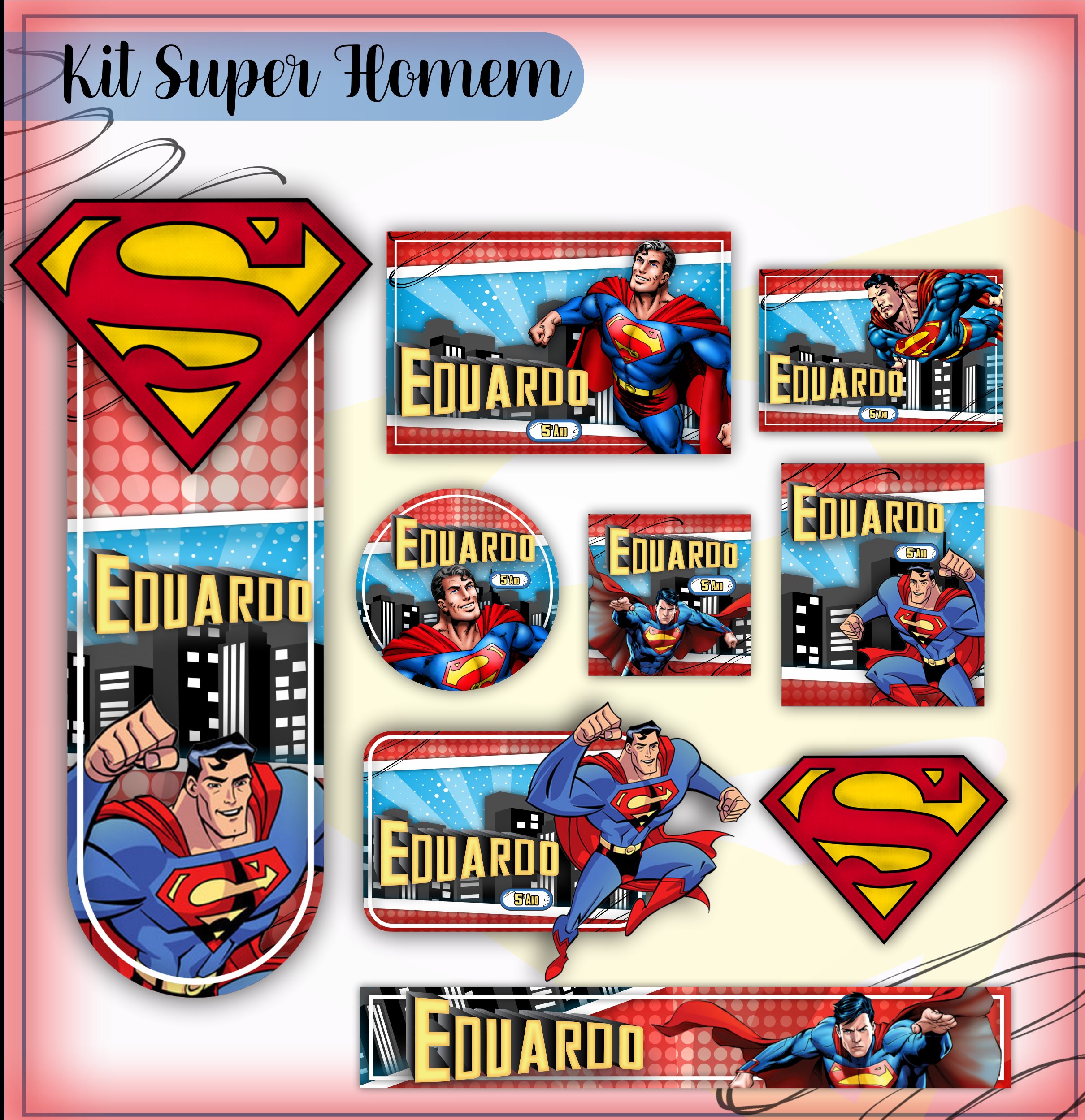 Etiqueta Escolar Super Homem