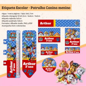 Etiqueta Escolar Patrulha Canina Menino