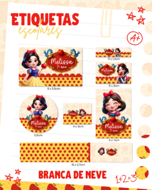 Etiqueta Escolar Branca De Neve