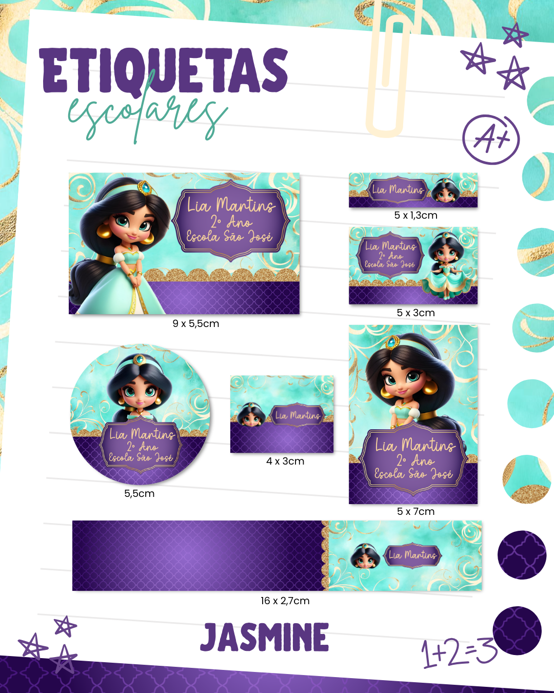 Etiqueta Escolar Jasmine