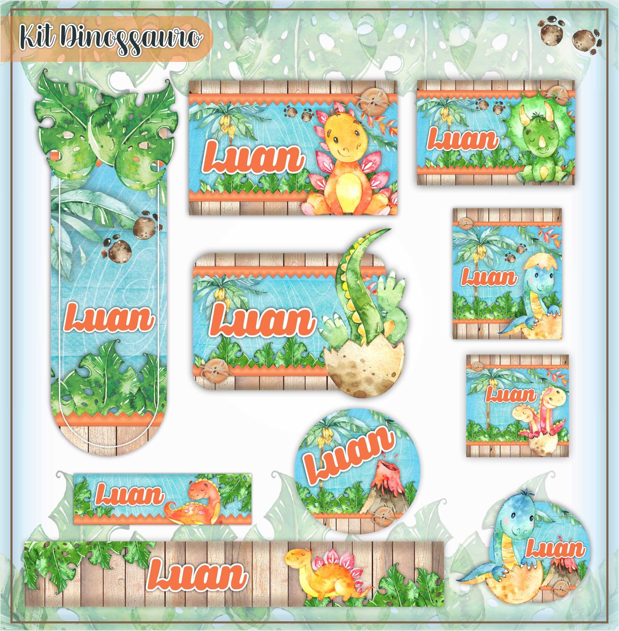 Etiqueta Escolar Dino Baby