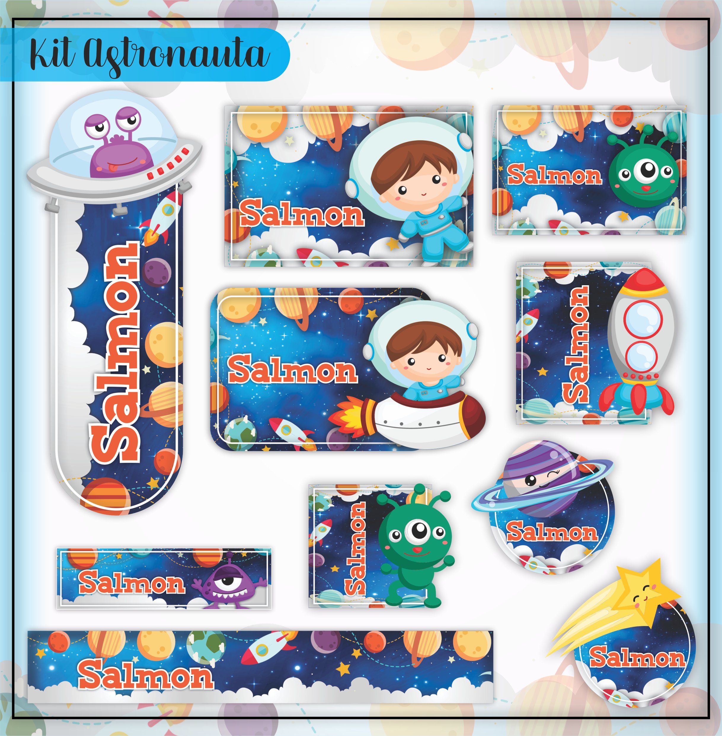 Etiqueta Escolar Astronauta