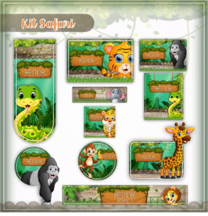 Etiqueta Escolar Safari