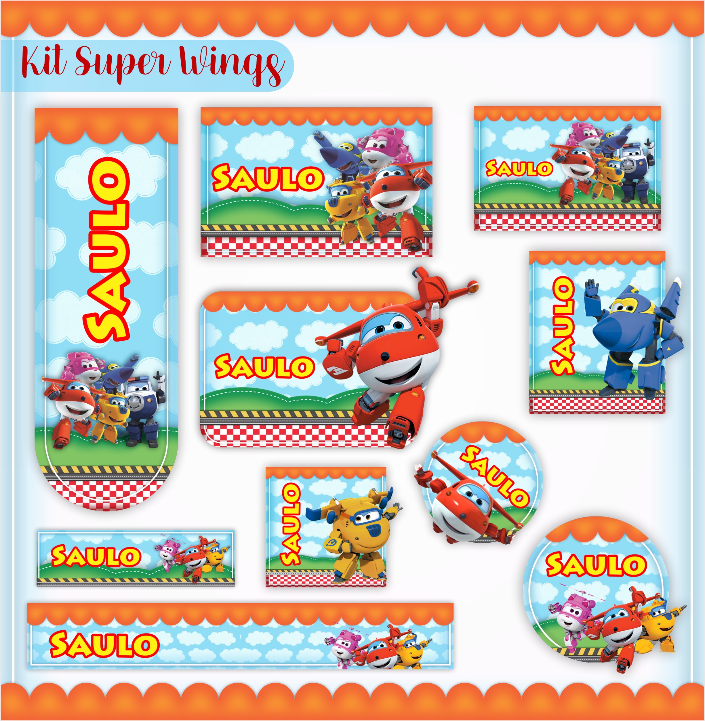 Etiqueta Escolar Super Wings