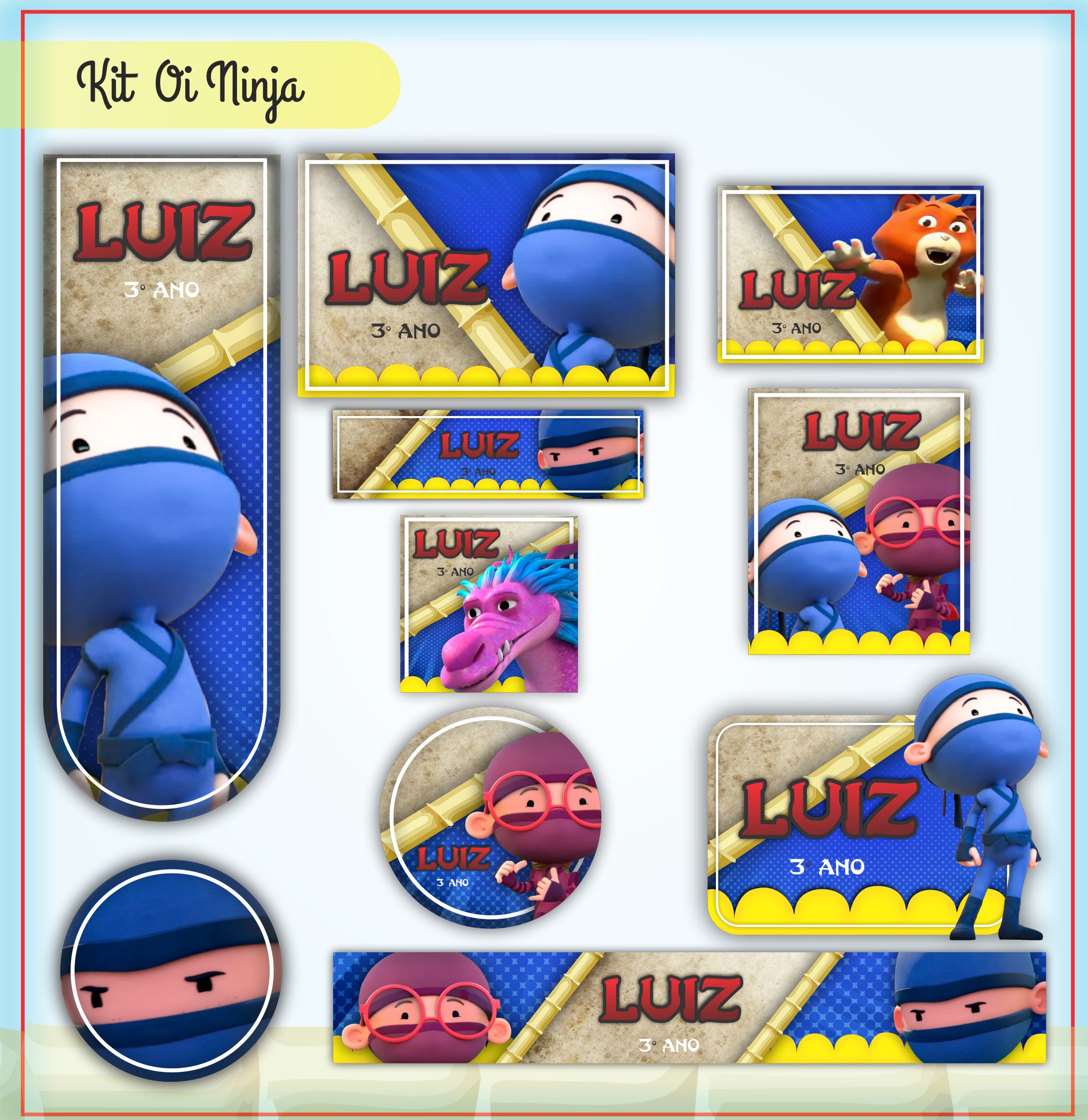 Etiqueta Escolar Oi Ninja