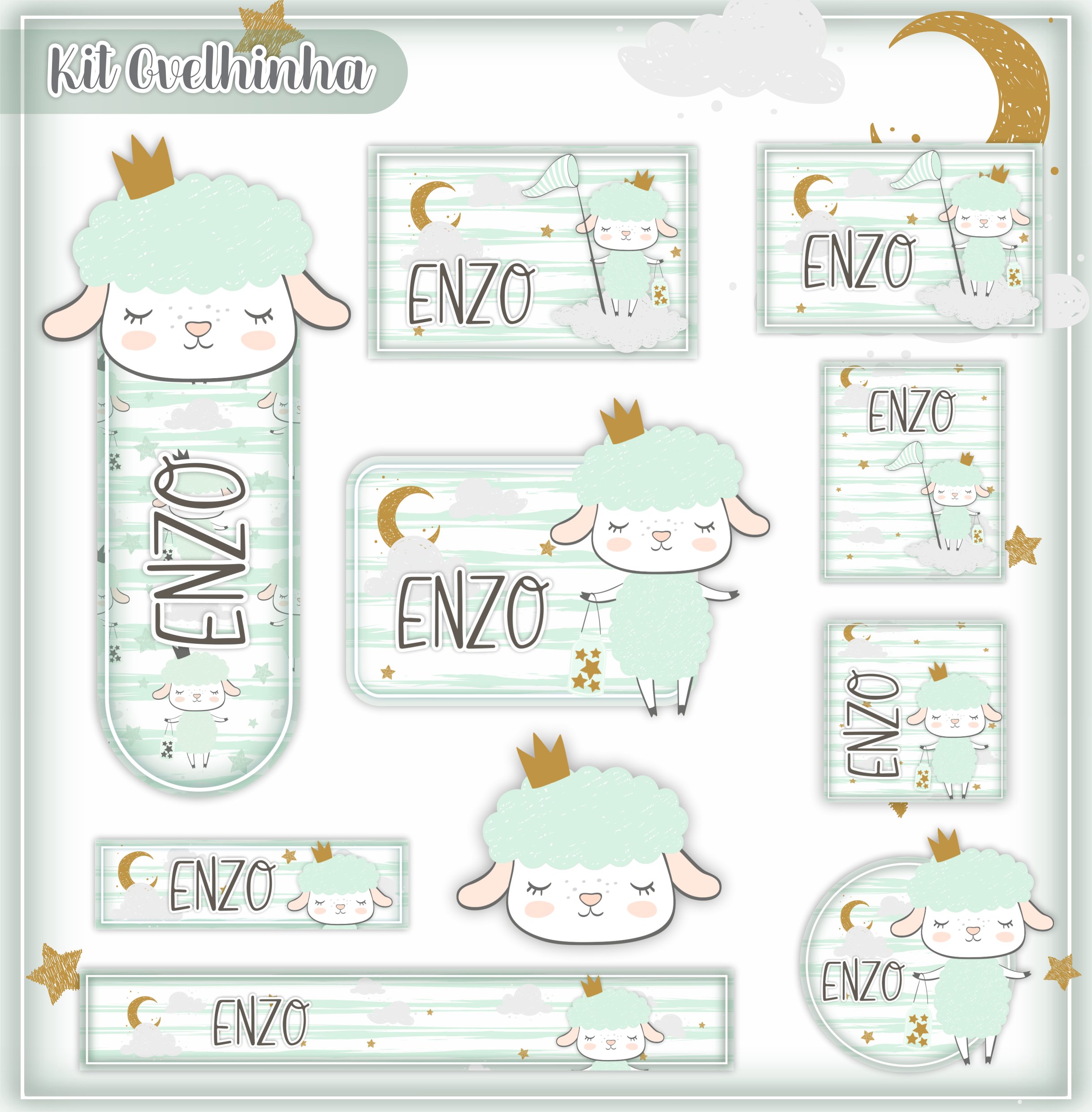 Etiqueta Escolar Ovelhinha Menino