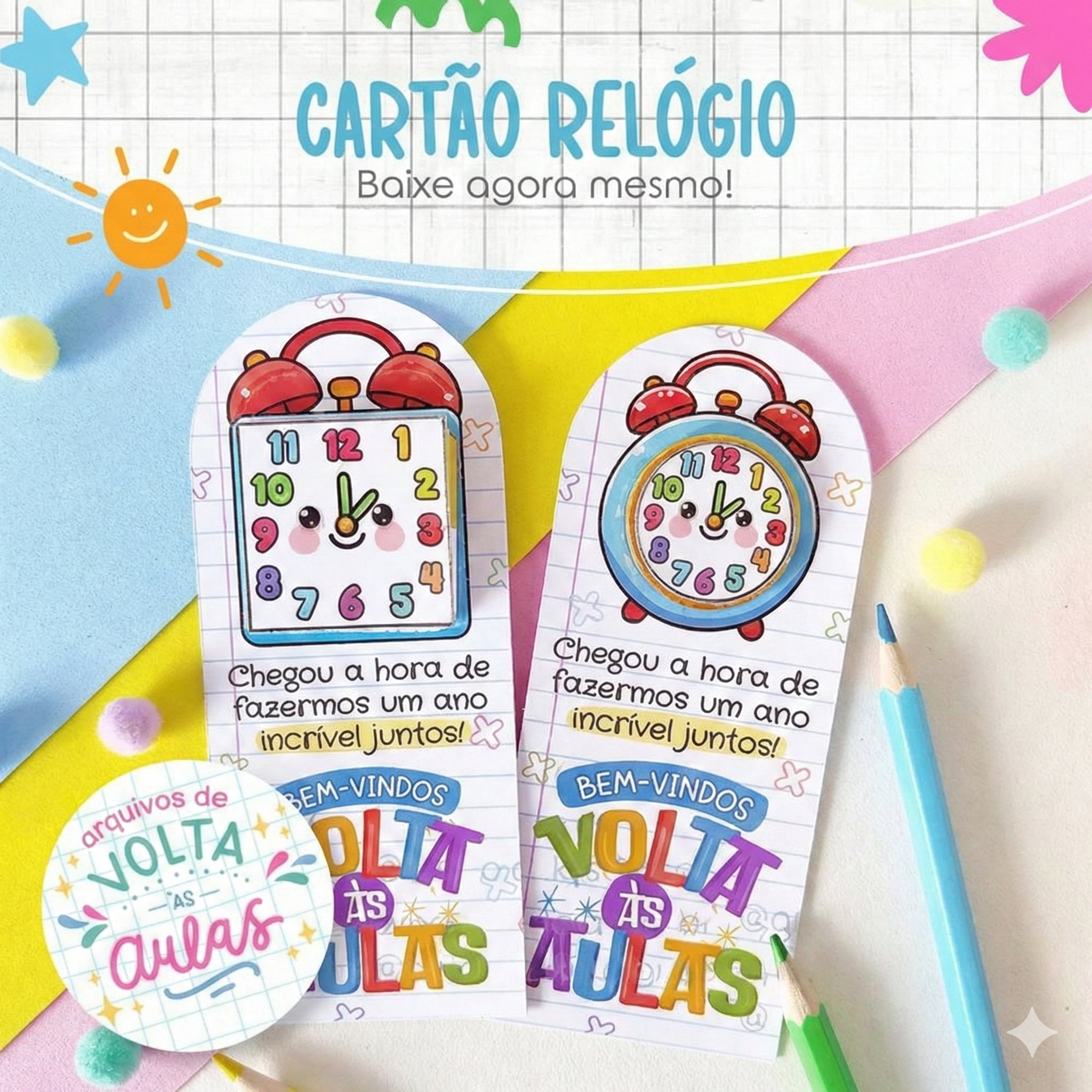 Cartão Relógio Volta Às Aulas