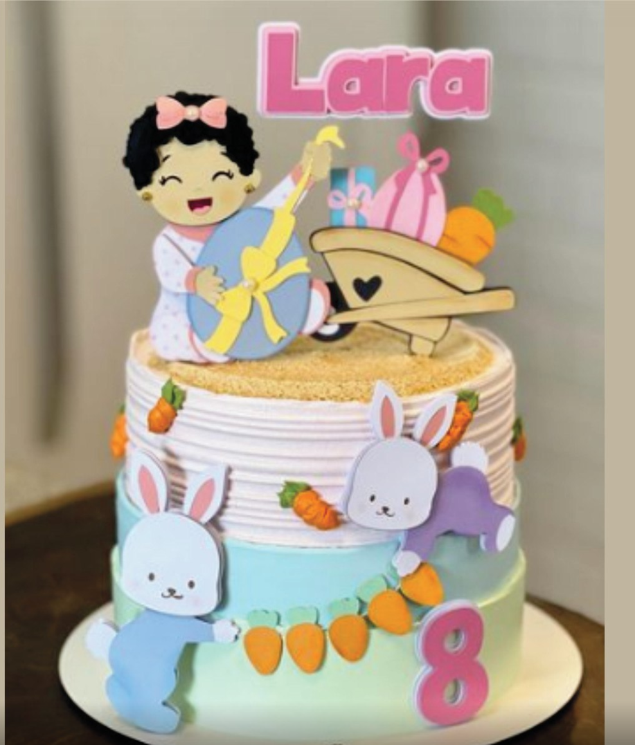 Topo De Bolo Páscoa Menina Coelho