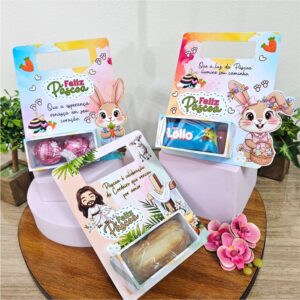 Trio De Cards De Bombons – Páscoa Coelhos E Cristão