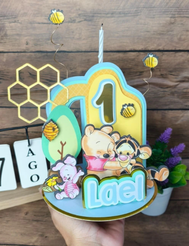 Topo Vela 3D Ursinho Pooh