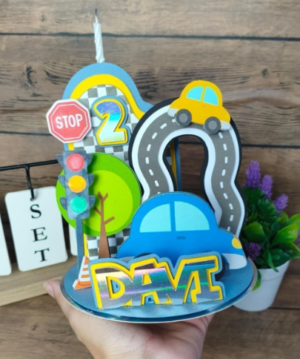 Topo Vela 3D Carrinhos